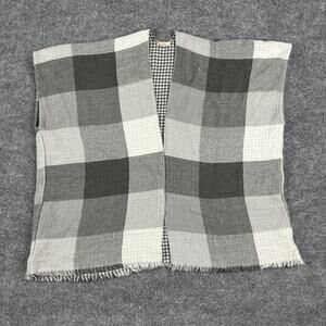 LOFT Vest Womens XS/S Gray Black White Plaid Sleeveless Open Front Poncho Wrap